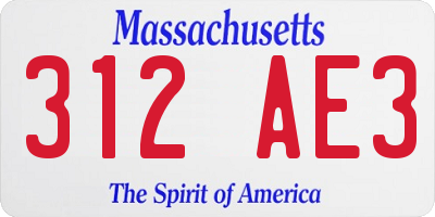 MA license plate 312AE3