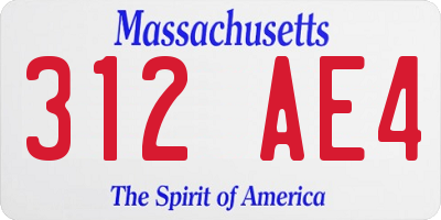MA license plate 312AE4