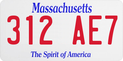 MA license plate 312AE7