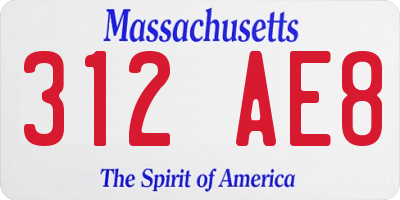 MA license plate 312AE8
