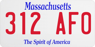 MA license plate 312AF0