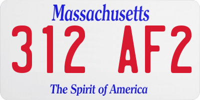MA license plate 312AF2