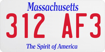 MA license plate 312AF3