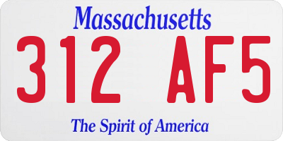 MA license plate 312AF5