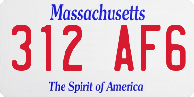 MA license plate 312AF6