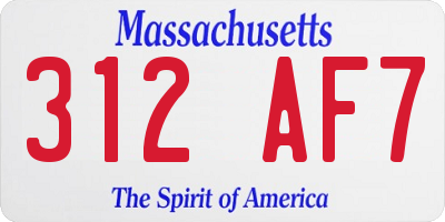 MA license plate 312AF7