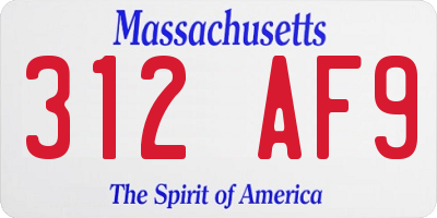 MA license plate 312AF9