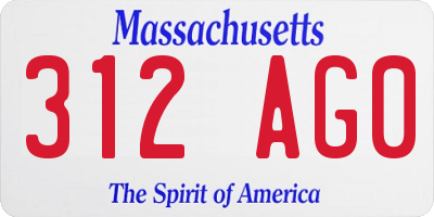 MA license plate 312AG0