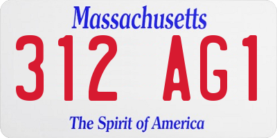 MA license plate 312AG1