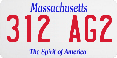 MA license plate 312AG2