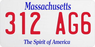 MA license plate 312AG6