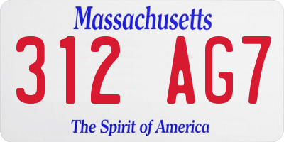 MA license plate 312AG7