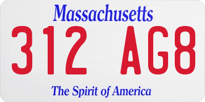 MA license plate 312AG8
