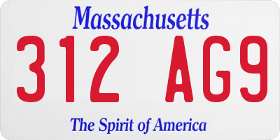 MA license plate 312AG9