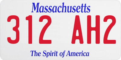 MA license plate 312AH2