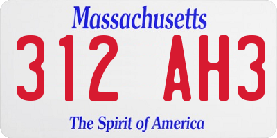 MA license plate 312AH3