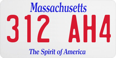 MA license plate 312AH4