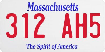 MA license plate 312AH5