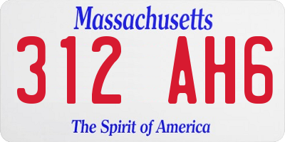 MA license plate 312AH6
