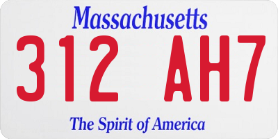 MA license plate 312AH7