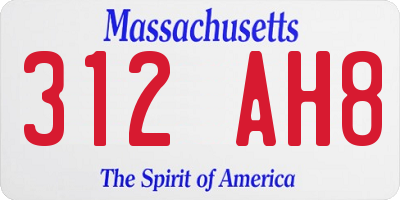 MA license plate 312AH8