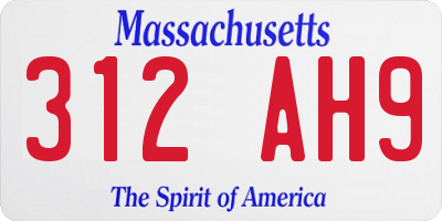 MA license plate 312AH9
