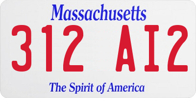 MA license plate 312AI2