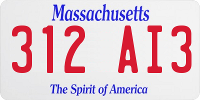 MA license plate 312AI3