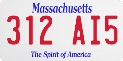 MA license plate 312AI5