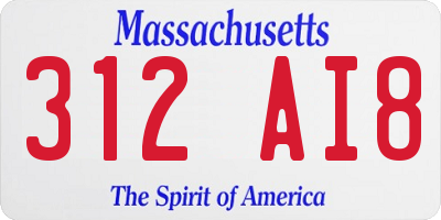 MA license plate 312AI8