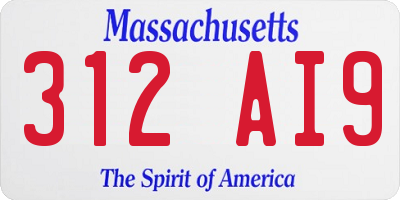 MA license plate 312AI9