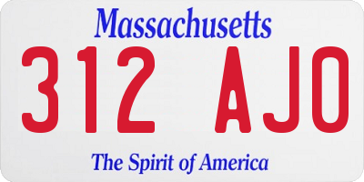 MA license plate 312AJ0