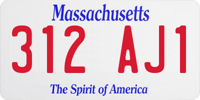 MA license plate 312AJ1