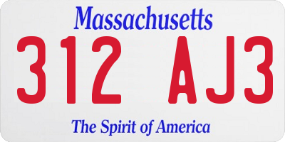 MA license plate 312AJ3