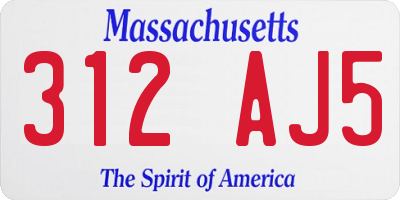 MA license plate 312AJ5