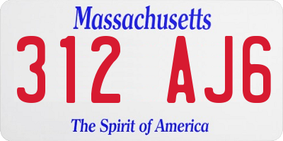 MA license plate 312AJ6