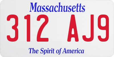 MA license plate 312AJ9