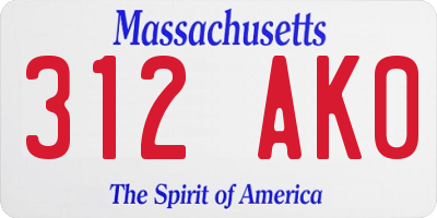 MA license plate 312AK0