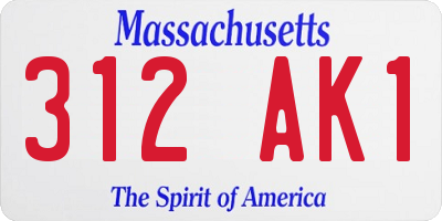 MA license plate 312AK1