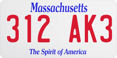 MA license plate 312AK3