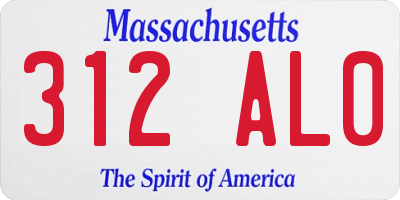 MA license plate 312AL0