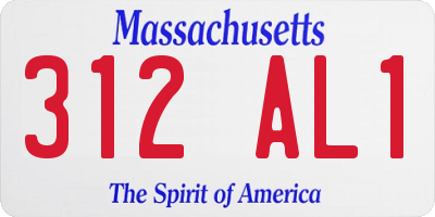 MA license plate 312AL1