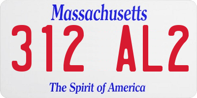 MA license plate 312AL2