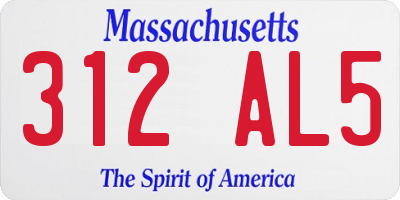 MA license plate 312AL5