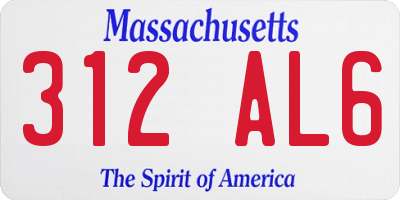 MA license plate 312AL6