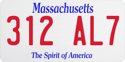 MA license plate 312AL7
