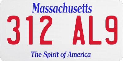 MA license plate 312AL9