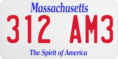 MA license plate 312AM3