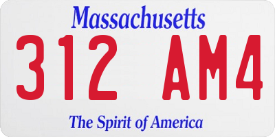 MA license plate 312AM4