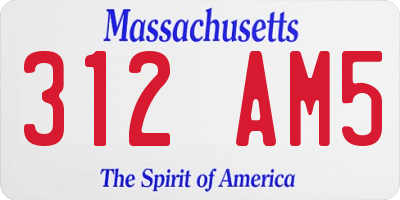 MA license plate 312AM5